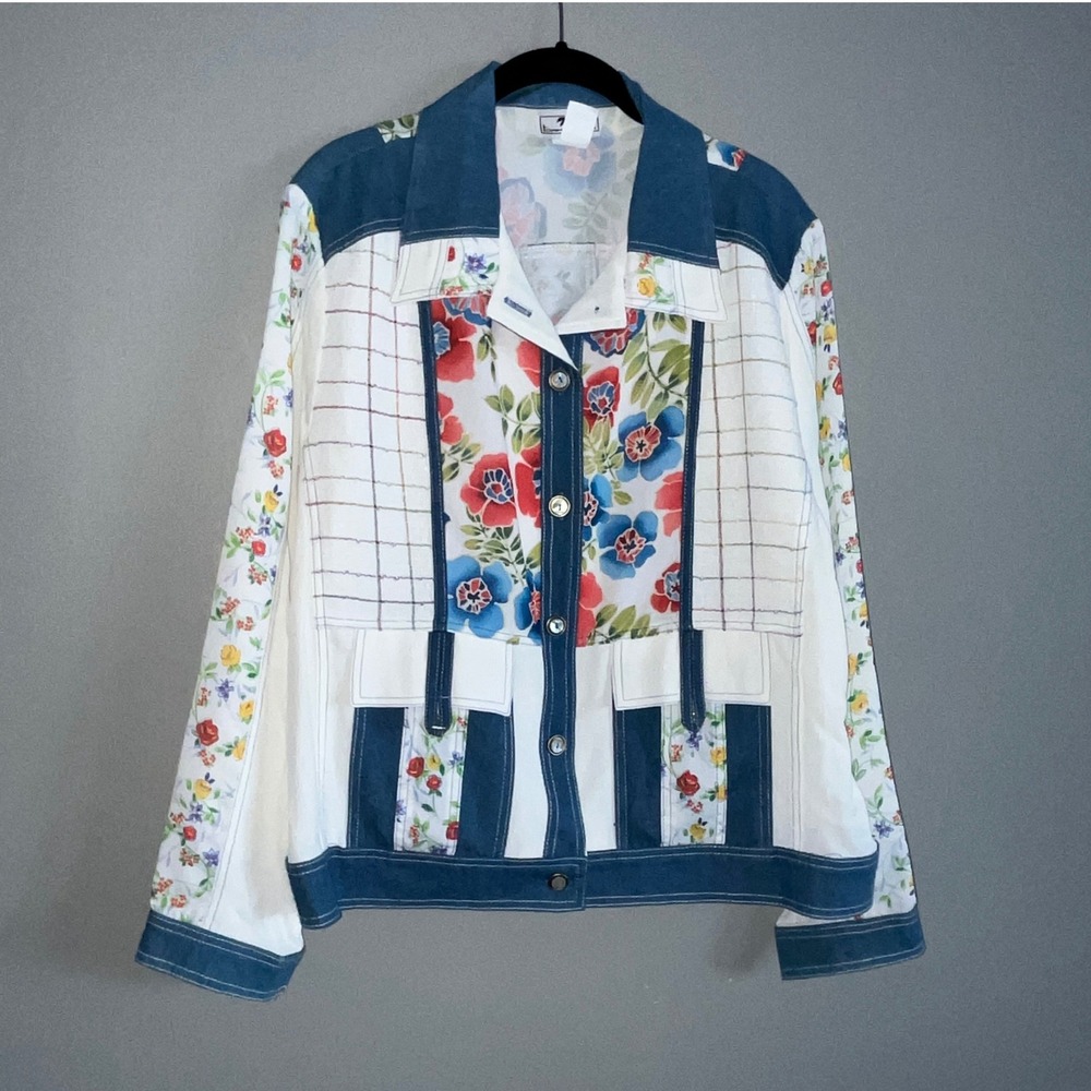 Tommy n Loulou Womens Floral Jacket Large Patchwork Eclectic Boho Maximalist‎